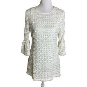SARA CAMPBELL  Stretch Lace Bell Sleeve Tunic Dres
